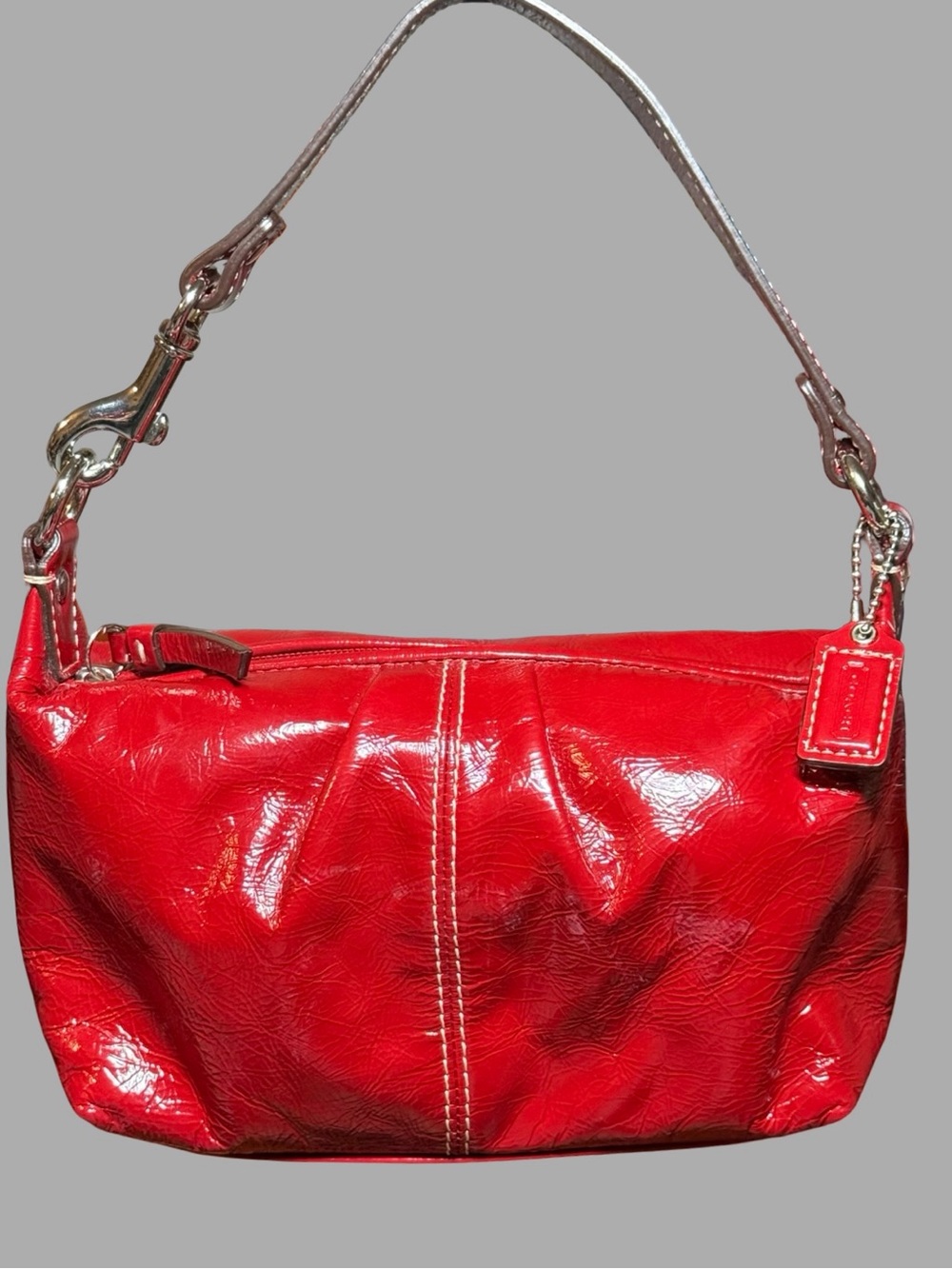 Stunning Vintage Coach Y2K Red Patent Leather Demi Bag
